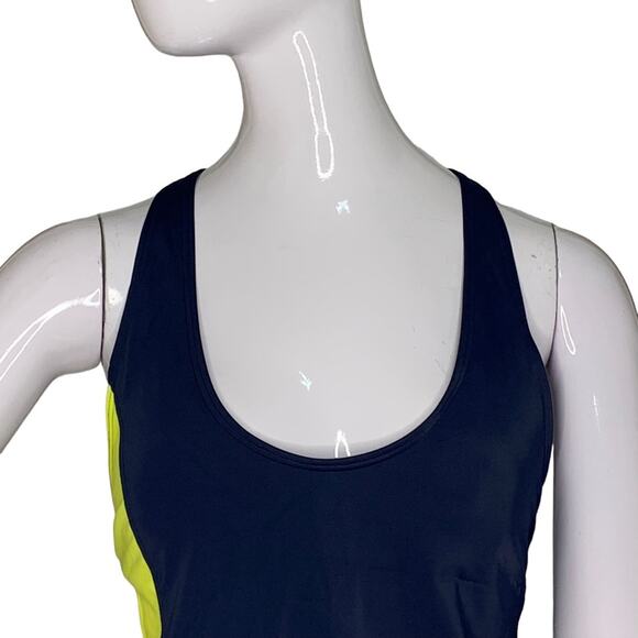 Tommy Hilfiger Swimsuit Top Racerback  Tankini Blue and Yellow Size M - Picture 2 of 11